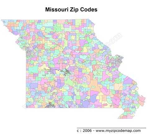 Map of Zip Codes in Missouri